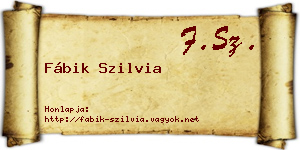 Fábik Szilvia névjegykártya
